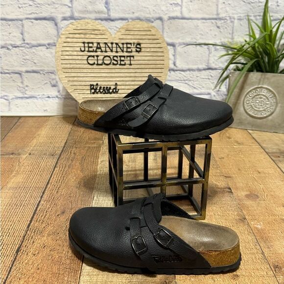 Birkenstock Birkis US L 7 M 5 Black Pebbled Camden Close Toe Clog Mule buckle - Picture 1 of 14
